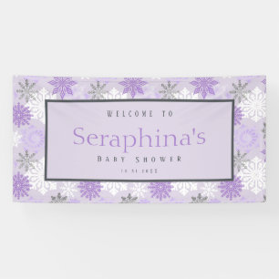 Banderoles Baby shower d'hiver des flocons d'argent violet