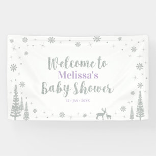Banderoles Baby shower d'hiver Silver & Purple Bienvenue