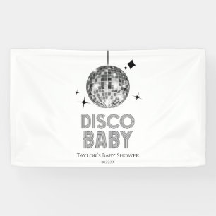 Banderoles Baby shower Disco Ball 'Disco Baby' en argent