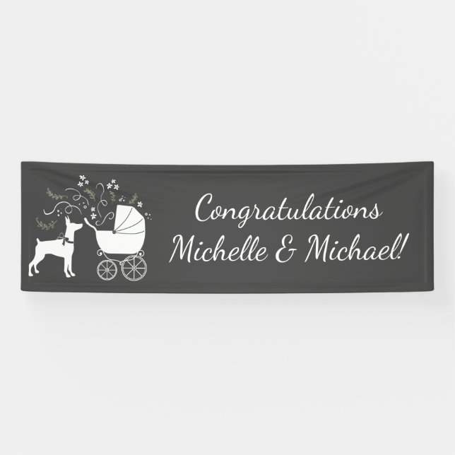 Banderoles Baby shower Doberman Pinscher Chien (Horizontal)