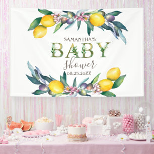 Banderoles Baby shower d'olives aux citrons d'aquarelle