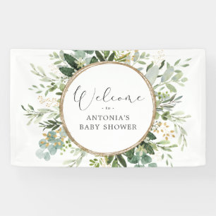 Banderoles Baby shower d'or Neutre Sage Greenery Bienvenue