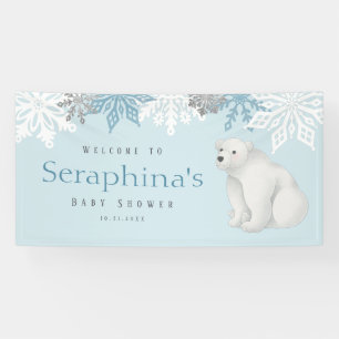 Banderoles Baby shower d'ours bleu polaire d'hiver