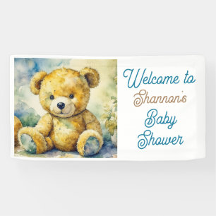 Banderoles Baby shower d'ours en peluche aquarelle Bienvenue