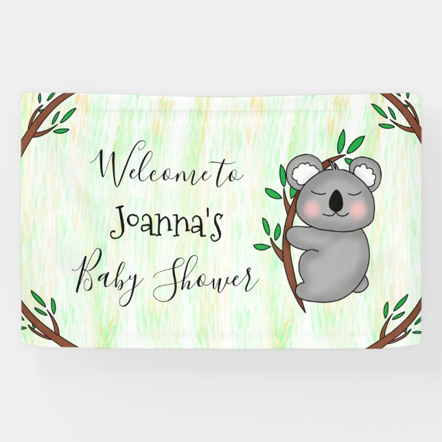 Banderoles Baby shower d'ours Koala personnalisé (Horizontal)