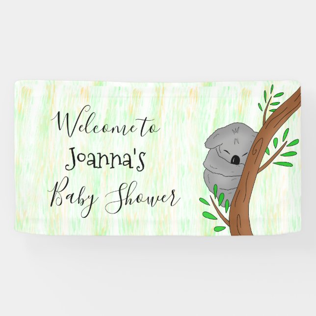 Banderoles Baby shower d'ours Koala Sleepy personnalisé (Horizontal)