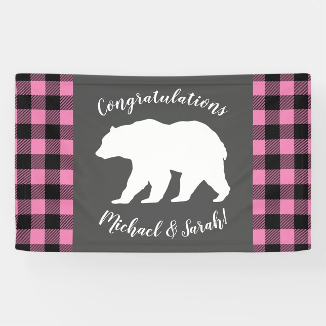 Banderoles Baby shower d'ours rose (Horizontal)