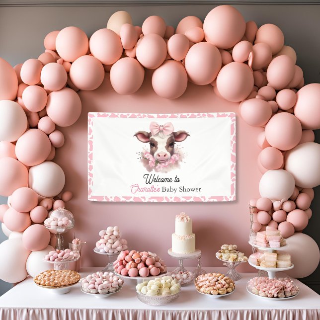 Banderoles Baby shower du Boho Rose de la Vache Sainte (Holy Cow Baby Girl Baby Shower Welcome Banner)
