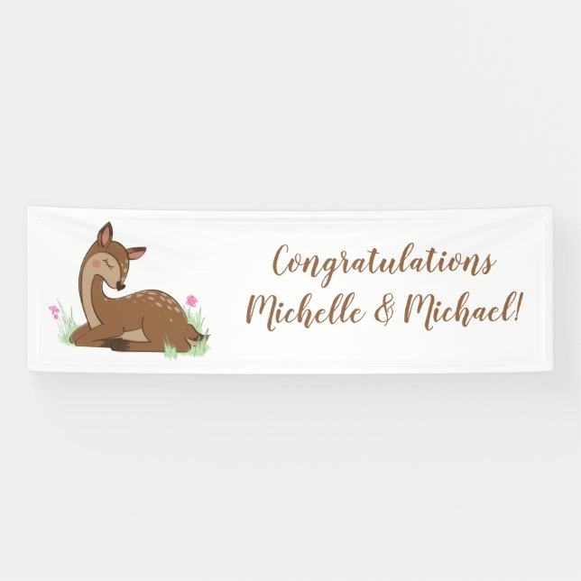 Banderoles Baby shower du cerf Animaux des bois (Horizontal)