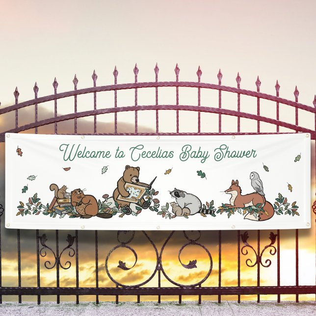 Banderoles Baby shower du livre d'histoire Woodland Bienvenue (Woodland Storybook Baby Shower Welcome Banner)
