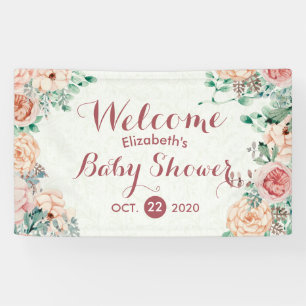 Banderoles Baby shower Élégant Chic Rose Aquarelle Florale