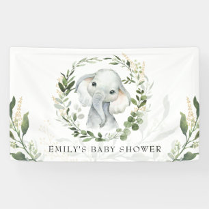 Banderoles Baby shower Eléphant Or Vert Moderne Anniversaire