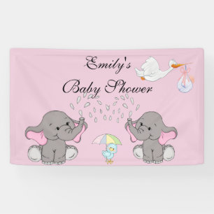 Banderoles baby shower, Eléphants, BlueBird et Stork, Personn