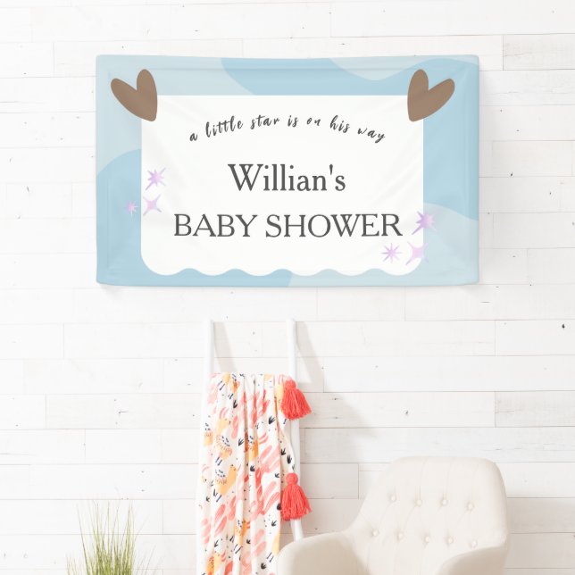 Banderoles Baby shower étoile bleu clair Twinkle (En situation)