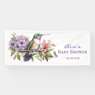 Banderoles Baby shower fille aux colibris et aux fleurs