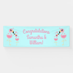 Banderoles Baby shower Flamant rose rose