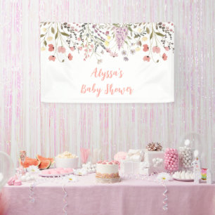 Banderoles Baby shower Fleur sauvage Baby In Bloom Boho