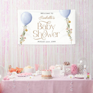 Banderoles Baby shower Fleur sauvage Blue Balloon Bienvenue