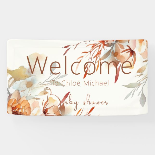 Banderoles Baby shower fleur sauvage Boho Watercolor (Horizontal)