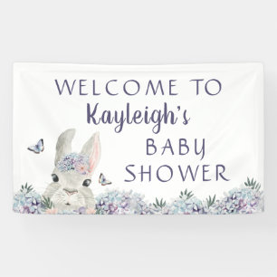 Banderoles Baby shower Floral mou lapin mou Bienvenue