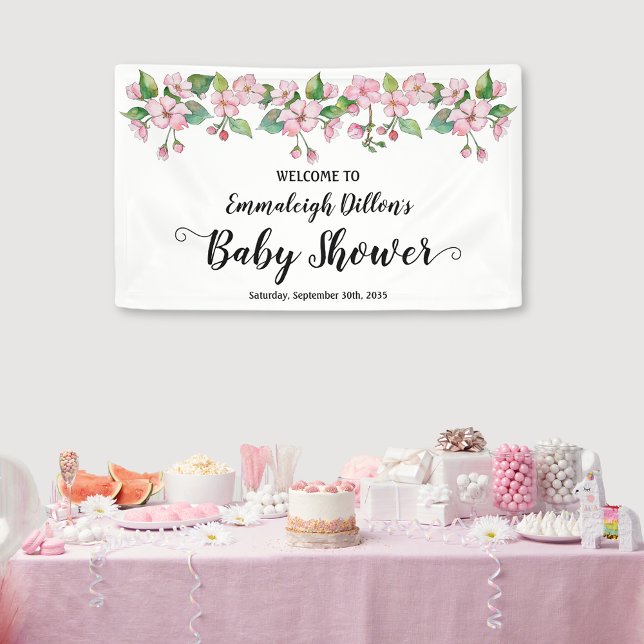 Banderoles Baby shower floral rose printanier (Créateur téléchargé)
