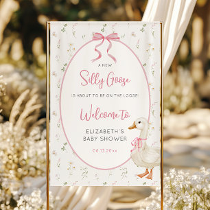 Banderoles Baby shower floral sot oie rose Bow Bienvenue