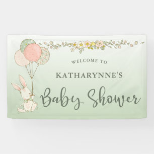 Banderoles Baby shower Floral Vintage rustique Bunny vert