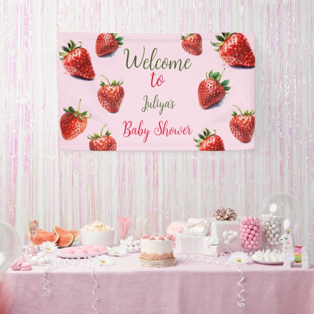 Banderoles Baby shower fraise C'est une fille (Fête)