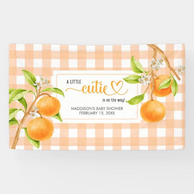 Banderoles Baby Shower Gingham Orange (Horizontal)