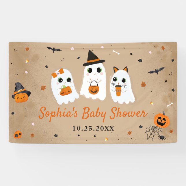 Banderoles Baby shower Halloween Cute Ghost (Horizontal)