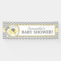 Baby shower jaune de Chevron de garçon d'éléphant