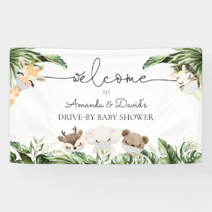 Banderoles Baby shower Jungle Animaux à travers Bienvenue