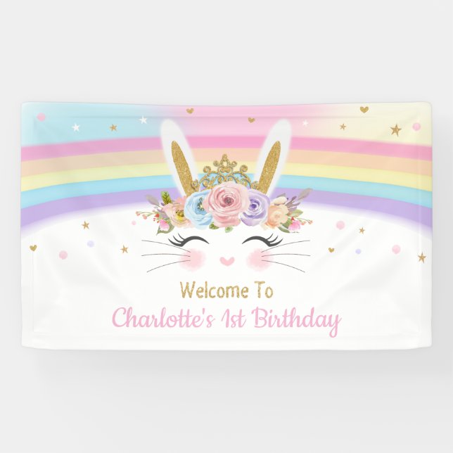 Banderoles Baby shower lapin arc-en-ciel Anniversaire Context (Horizontal)
