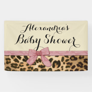 Banderoles Baby shower Leopard Rose Bow Girl