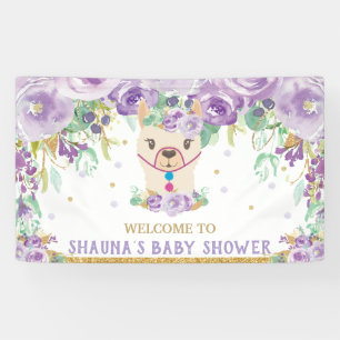 Banderoles Baby shower Llama Floral Violet Accueil