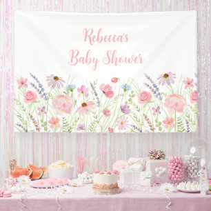 Banderoles Baby shower Meadow Fleur sauvage Pink Pastel