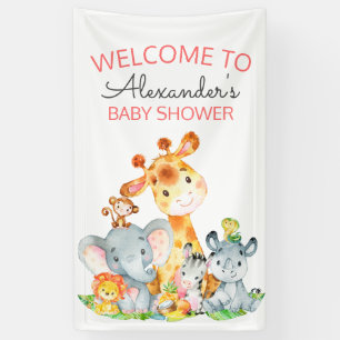 Banderoles Baby shower mignon de jungle de safari d'aquarelle