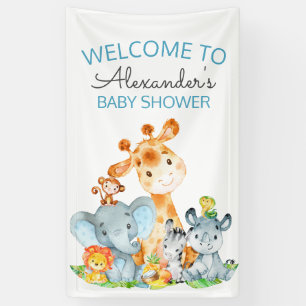 Banderoles Baby shower mignon de jungle de safari d'aquarelle