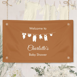 Banderoles Baby Shower Minimaliste Genre Neutre Orange Brûlé