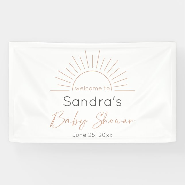 Banderoles Baby shower moderne Boho Sun (Horizontal)