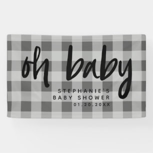 Banderoles Baby shower moderne de guingan gris