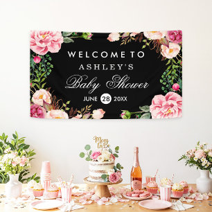 Banderoles Baby shower Moderne Romantique Rose Floral Envelop