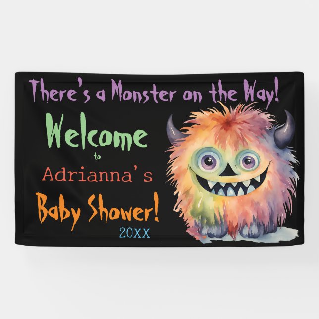 Banderoles Baby shower Monster mignon (Horizontal)
