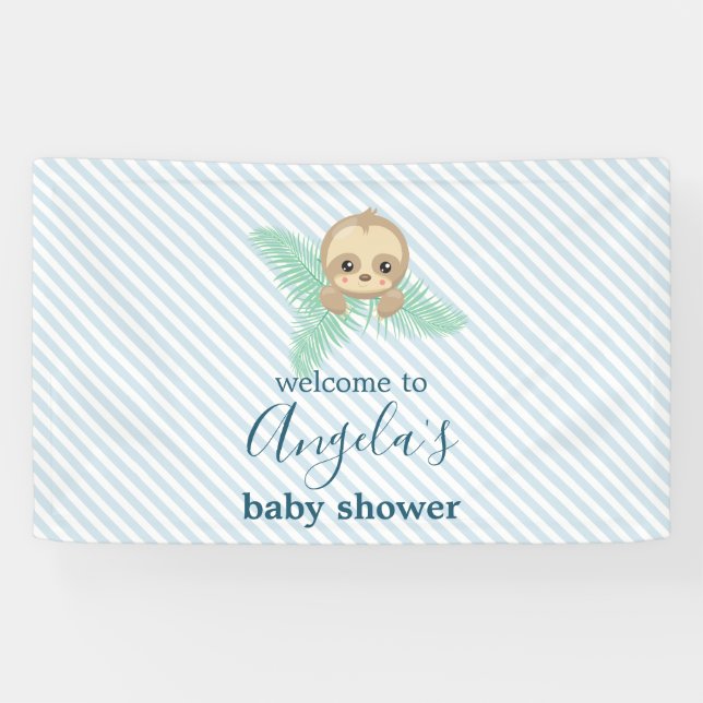 Banderoles Baby shower mou Blue Baby Sloth (Horizontal)