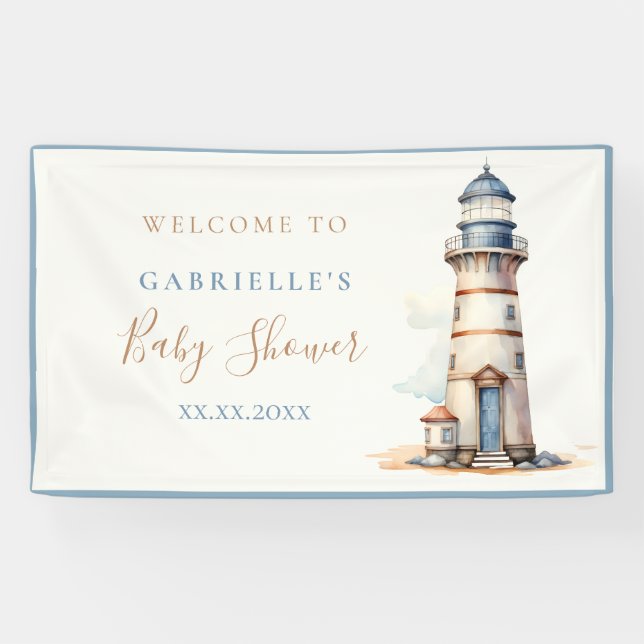 Banderoles Baby shower nautique - accueil phare (Horizontal)
