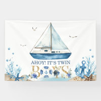 Baby shower nautique Blue Boat Ahoy C'est Twin Boy