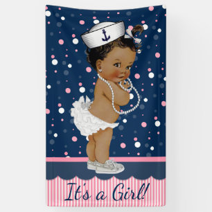 Banderoles Baby shower nautique féminin afro-américain