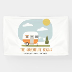 Banderoles Baby shower neutre de camping Orange