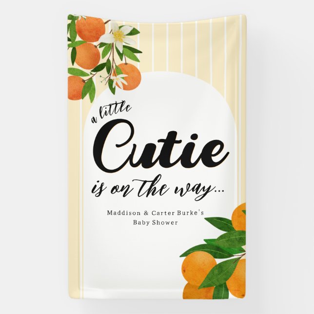Banderoles Baby shower Orange Little Cutie - Marché bio (Verticale)