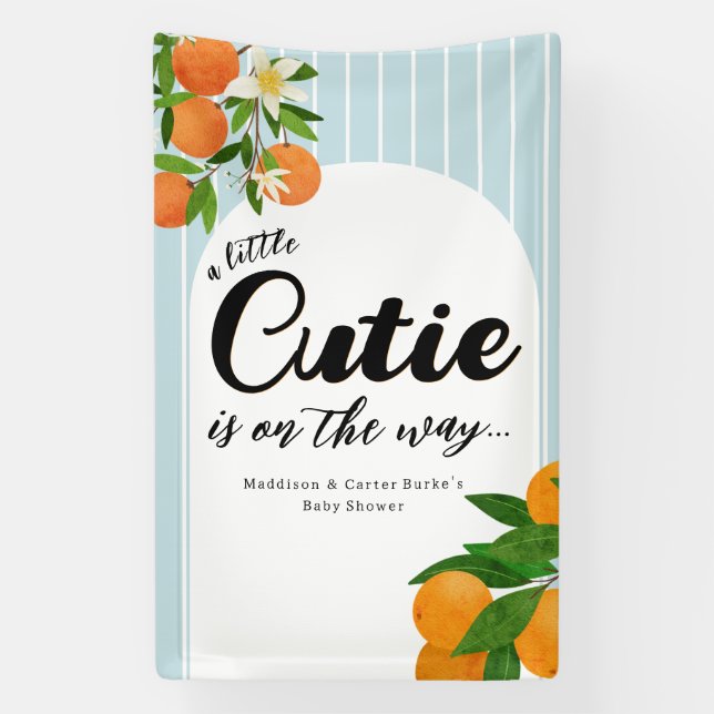 Banderoles Baby shower Orange Little Cutie - Marché bio (Verticale)